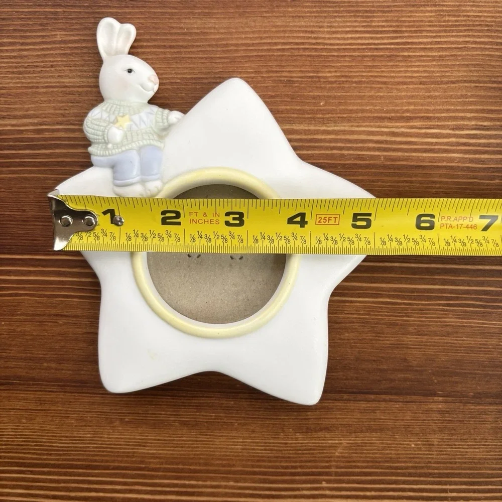 Burnes Of Boston ceramic Bunny frame 5 pt star 3D back easel 5